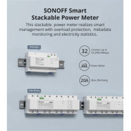 Sonoff Smart Stackable Power Meter (SPM) 4-Relay modul 4 áramkörös professzionális, nagyteljesítményű (4 x 20A) fogyasztásmérős relémodul SON-REL-SPM4